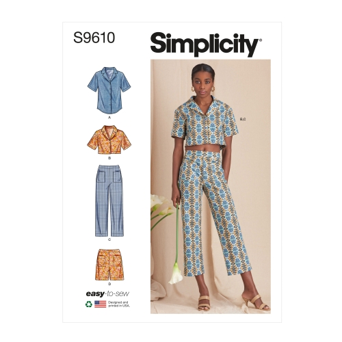 Simplicity lõikekomplekt Misses' Set of Tops, Cropped Pants and Shorts, SS9610