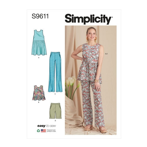 Simplicity lõikekomplekt Misses' Tunic, Cropped Top, Pants and Shorts, SS9611