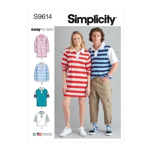 Simplicity lõikekomplekt Teens', Misses' and Men's Shirts, SS9614AA (XXS-XS-S-M-L-XL-XXL)