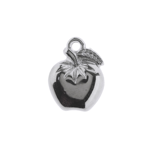 Õunakujuline aasaga riputis CCB plastikust, Silver Plastic Apple Charm, 24 x 19 x 12mm