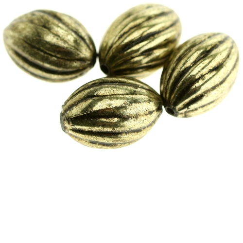Ovaalsed, soonilised plasthelmed antiikse reljeefse mustriga metalse tooniga 21 x 15mm