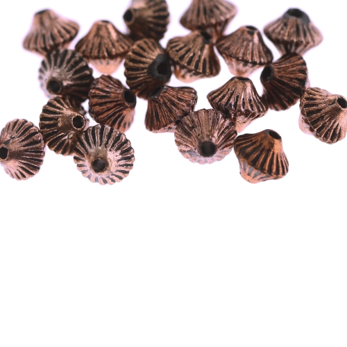 Rondellikujulised, antiikse reljeefse mustriga, metalse tooniga plastikhelmed 7 x 5mm