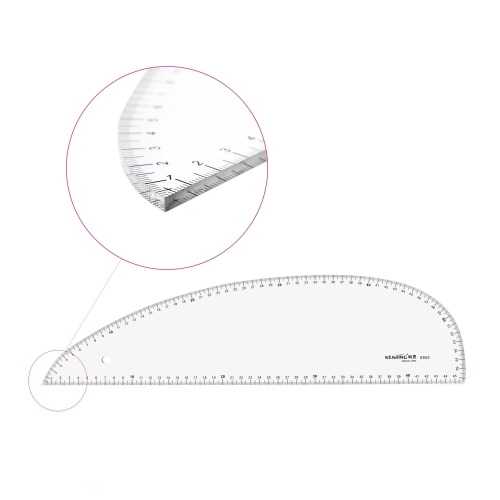 Läbipaistev 3mm akrüülplastikust jäik plastlekaal cm-skaalaga, 45cm, Kearing PM6555