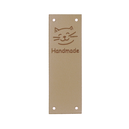 Kunstnahast piklik õmmeldav kassi pildiga aksessuaar "Handmade", 60 x 20mm