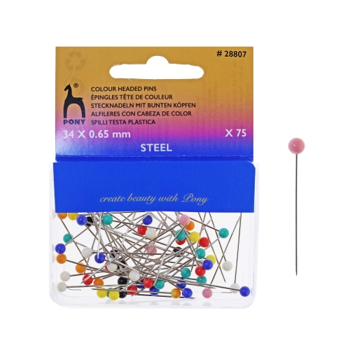 Plastpea-nööpnõelad; 75tk, 34 х ø0,65mm, Pony 28807