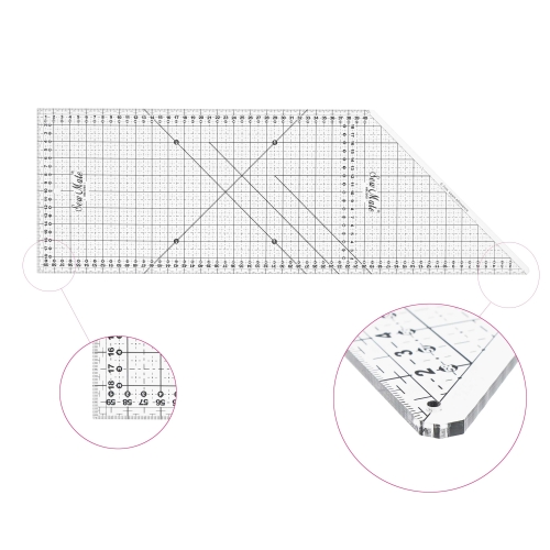 Läbipaistev joonlaud 45° otsaga, 3 mm, 20 cm × 60 cm, Sewmate M2060-BK