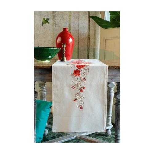 Tikkimiskomplekt eelprinditud mustriga ja tikkimislõngadega, 38 cm x 142 cm, Vervaco