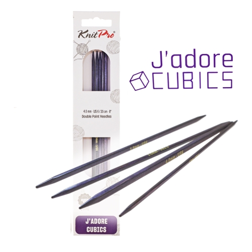 Neljakandilised puidust sukavardad normaalpikkuses 20 cm, Knit Pro J'adore Cubics