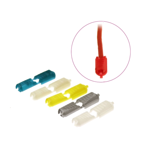 Väike plastmassist nööri otsik, 8 x 8,5 x 16 mm, sobib nöörile ~ø3-4 mm