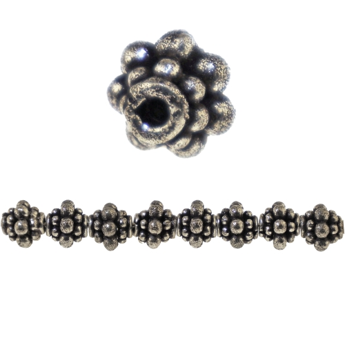 Antiikse mustriga ehte vahedetail, metallhelmes ø7 x 6,5 mm, auk ø1,5 mm, 8tk, KL3473