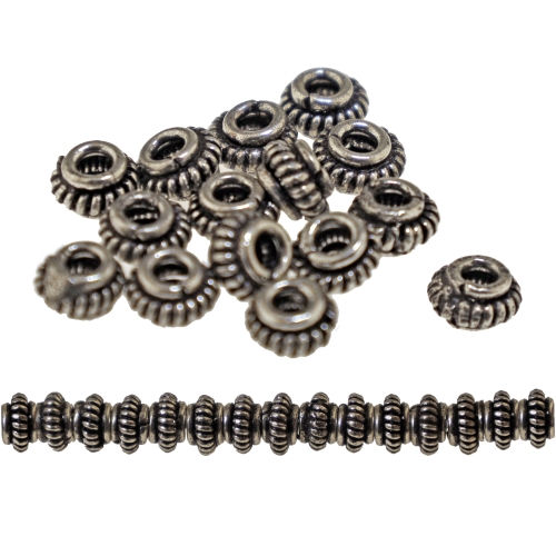 Antiikse mustriga ehte vahedetail, metallhelmes ø6 x 4 mm, auk ø2,4 mm, 15tk, KL3450