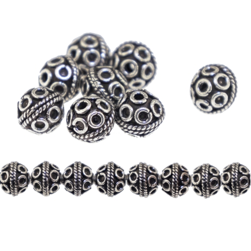 Antiikse mustriga ehte vahedetail, metallhelmes ø8,3 x 7 mm, auk ø1,3 mm, 8tk, KL3536