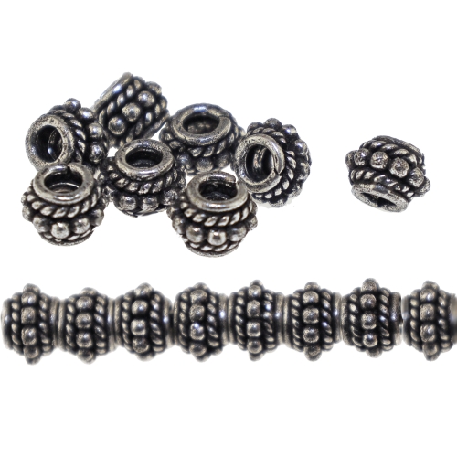 Antiikse mustriga ehte vahedetail, metallhelmes ø7,8 x 5,6 mm, auk ø3 mm, 8tk, KL3472