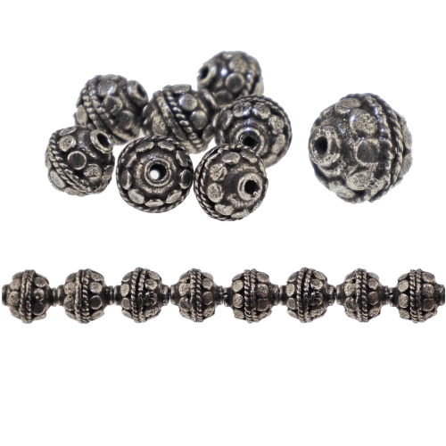 Antiikse mustriga ehte vahedetail, metallhelmes ø9 x 8,6 mm, auk ø1,5 mm, 8tk, KL3474
