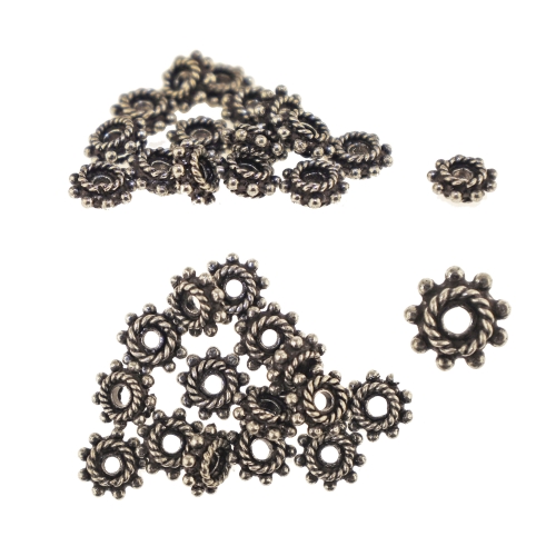 Antiikse mustriga ehte vahedetail, metallhelmes ø7,2 x 3,5 mm, auk ø1,7 mm, 16tk, KL3537