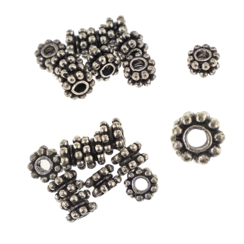 Antiikse mustriga ehte vahedetail, metallhelmes ø6,7 x 4,4 mm, auk ø2,5 mm, 10tk, KL3524