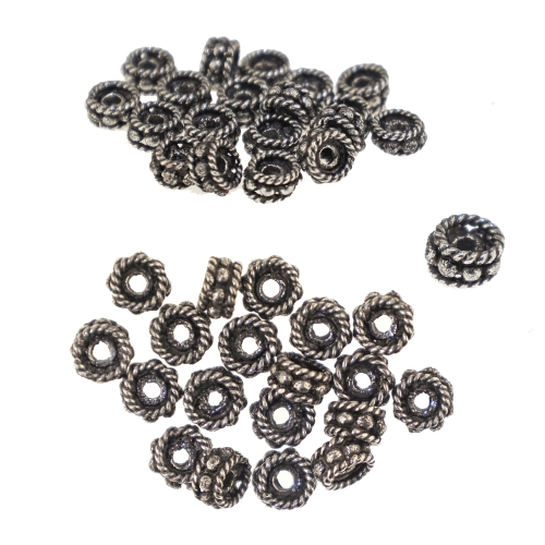 Antiikse mustriga ehte vahedetail, metallhelmes ø6 mm x 3,2 mm, auk ø1,6 mm, 20tk, KL3538