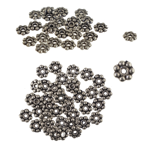 Antiikse mustriga ehte vahedetail, metallhelmes ø5,6 mm x 1,5 mm, auk ø1,3 mm, 40tk, KL3522