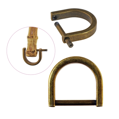 Screw Peg Bag Handle Loops, D-rings, 4 pcs