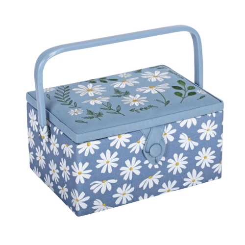 Tikitud kaanega keskmine tarvikute karp: Denim Daisies 18.5 x 25.5 x 14.5cm, Hobby Gift MRME.649