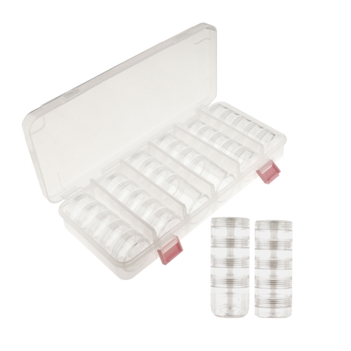 Пластиковая коробка из ПП 27 x 12 x 4 см, включают круглые контейнеры 28 шт ø3,5 см, KL3964