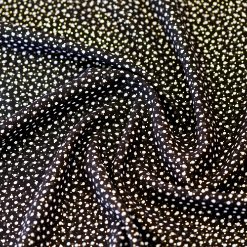 Kuldse ja valge täpiga, läbikumav šifoonkangas (Chiffon Folie) 149cm, 211.129