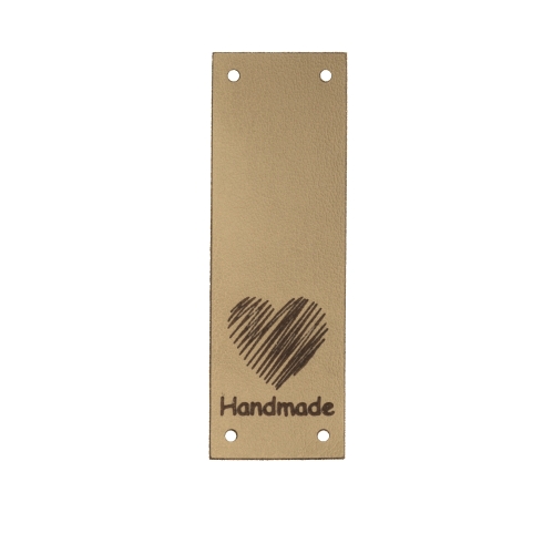 Kunstnahast piklik õmmeldav südamega aksessuaar "Handmade", 60 x 20mm