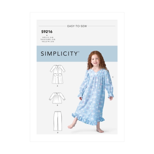 Simplicity lõikekomplekt S9216 CHILDREN'S COZYWEAR, SS9216A, Suurused: A (3-4-5-6-7-8)