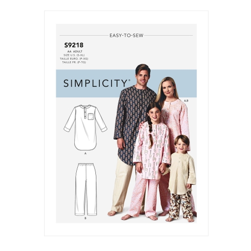 Simplicity lõikekomplekt S9218 FAMILY TUNIC &amp; PANTS, SS9218AA