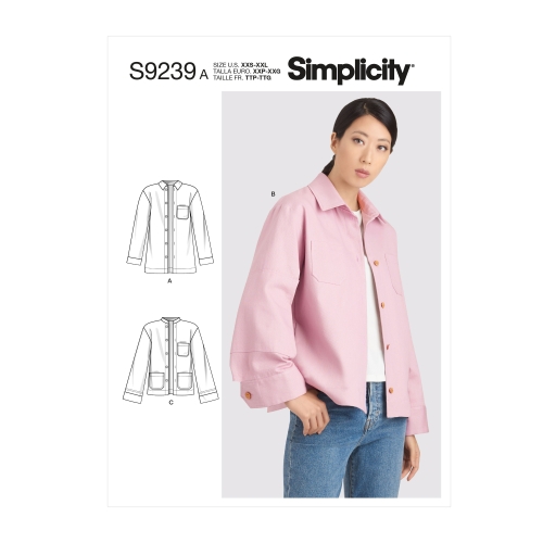 Simplicity lõikekomplekt S9239 MISSES' JACKETS, SS9239A, Suurused: A (XXS-XS-S-M-L-XL-XXL)