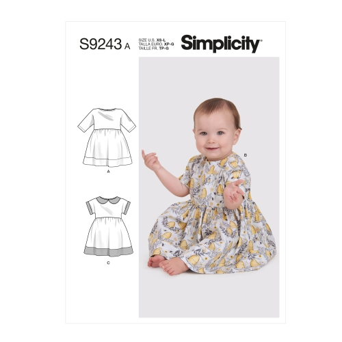 Simplicity lõikekomplekt S9243 Babies´ Dresses, A (XS-S-M-L)