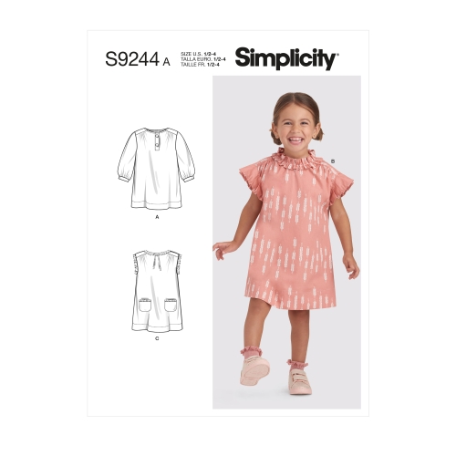 Simplicity lõikekomplekt S9244 Toddlers´ Dresses, A (1/2-1-2-3-4)