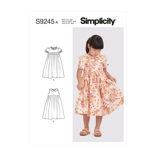 Simplicity lõikekomplekt S9245 CHILDREN'S DRESS, SS9245A, Suurused: A (3-4-5-6-7-8)