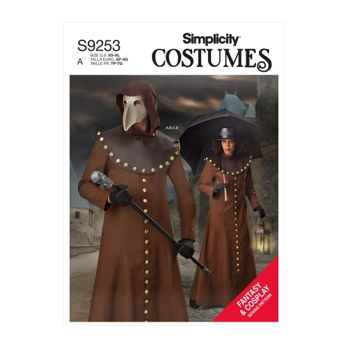 Simplicity lõikekomplekt S9253 UNISEX COSTUMES, SS9253A, Suurused: A (XS-S-M-L-XL)