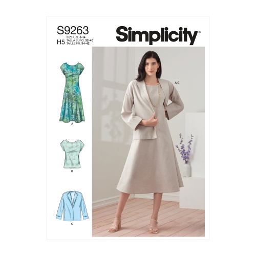 Simplicity lõikekomplekt S9263 MISS DRESS, JACKET, TOP, SS9263H5