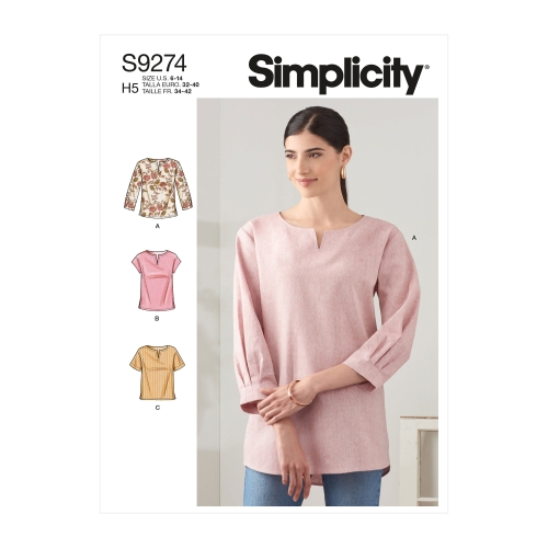 Simplicity lõikekomplekt S9274 Naiste pluusid käisevariatsioonidega