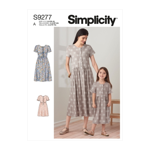 Simplicity lõikekomplekt S9277 Naiste ja tüdrukute kleit, SS9277A, Suurused: 3 - 8 /XS-XL