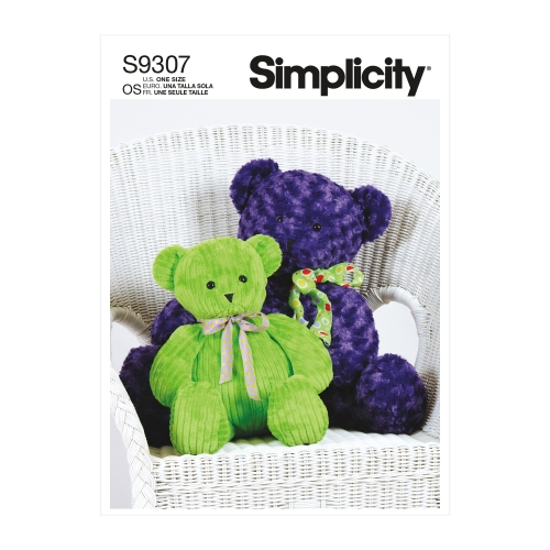 Simplicity lõikekomplekt S9307 PLUSH BEARS kahes mõõdus, SS9307OS