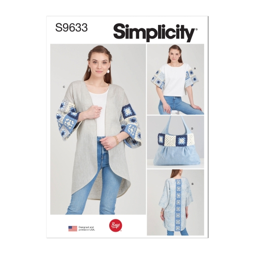 Simplicity lõikekomplekt S9633 Naisteheegeldatud ja õmmeldud jakk ning kott
