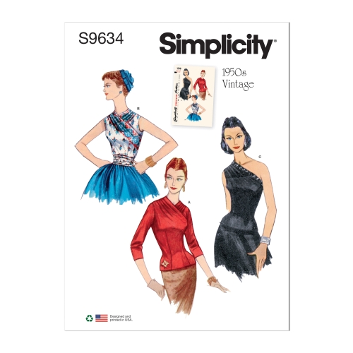 Simplicity lõikekomplekt S9634 MISSES' VINTAGE BLOUSES AND CUMMERBUND, SS9634