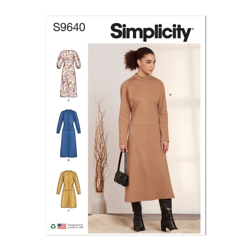 Simplicity lõikekomplekt S9640, DOLMAN käistega kleidid