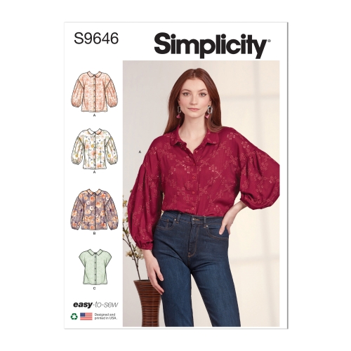 Simplicity lõikekomplekt S9646 Naiste nööbitav topp