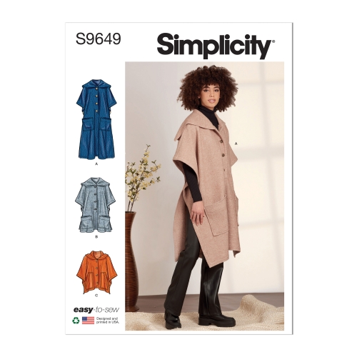 Simplicity lõikekomplekt S9649 MISSES' PONCHOS
