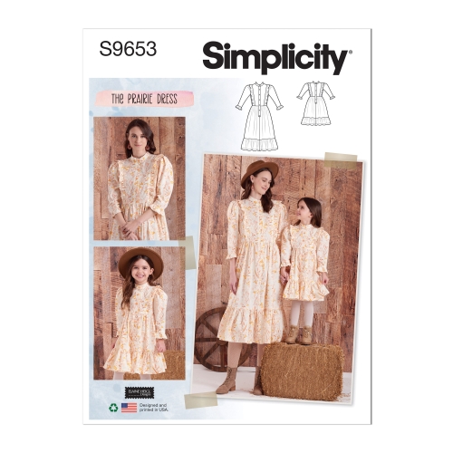 Simplicity lõikekomplekt S9653 ELAINE HEIGL'i disainitud laste ja naiste kleit