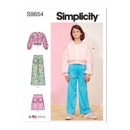 Simplicity lõikekomplekt S9654 CHILDREN`S AND GIRLS` JACKET, PANTS AND SKIRT