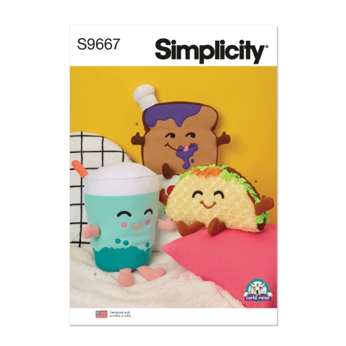 Simplicity lõikekomplekt S9667 PLUSH TACO, TOAST AND BUBBLE TEA BY CARLA REISS, SS9667OS