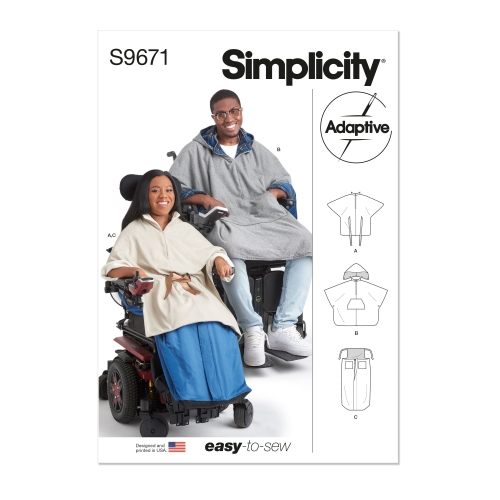 Simplicity lõikekomplekt S9671 Poncho eemaldatava kapuutsiga ja ratastoolitekk