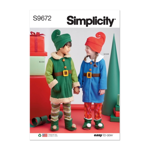 Simplicity lõikekomplekt S9672 Laste keep, topp, püksid ja aksessuaarid