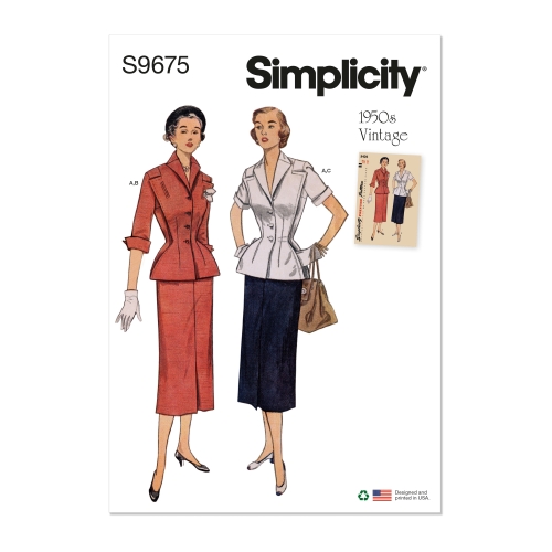 Simplicity lõikekomplekt S9675 Naiste vintage jakk ja seelik