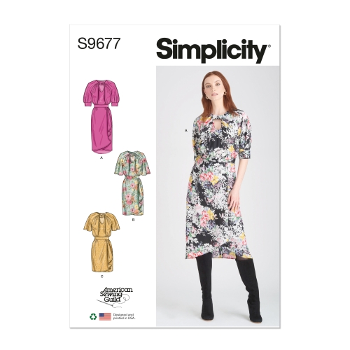 Simplicity lõikekomplekt S9677 Kleit käise- ja pikkusevariatsioonidega - disainitud American Sewing Guild'i poolt